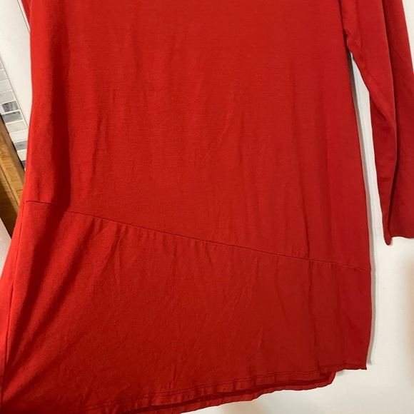 Eileen Fisher Asymmetrical long sleeve Jersey knit stretch burnt orange tunic M - Picture 2 of 7
